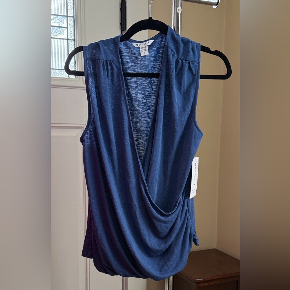 Athleta breezy wrap tank in chrome blue